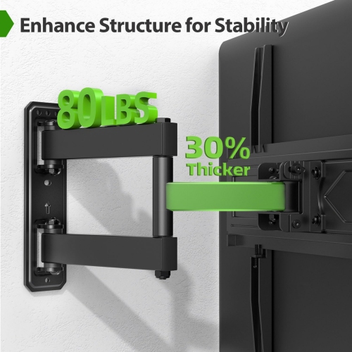 USX MOUNT Full Motion TV Wall Mount for Most 26-60 inch TVs up to 80 Lbs, Wall Mount TV Bracket with Articulating Swivel Tilting, Single Stud TV