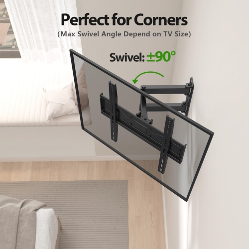 USX MOUNT Full Motion TV Wall Mount for Most 26-60 inch TVs up to 80 Lbs, Wall Mount TV Bracket with Articulating Swivel Tilting, Single Stud TV