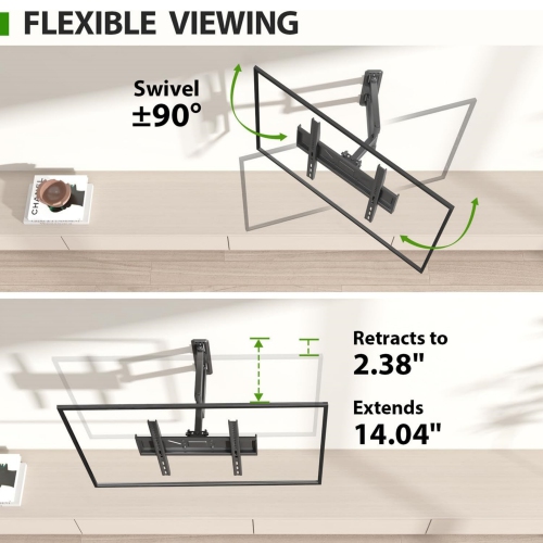 USX MOUNT Full Motion TV Wall Mount for Most 26-60 inch TVs up to 80 Lbs, Wall Mount TV Bracket with Articulating Swivel Tilting, Single Stud TV