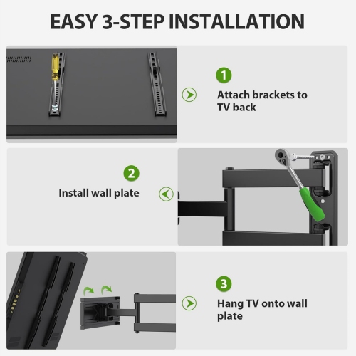 USX MOUNT Full Motion TV Wall Mount for Most 26-60 inch TVs up to 80 Lbs, Wall Mount TV Bracket with Articulating Swivel Tilting, Single Stud TV