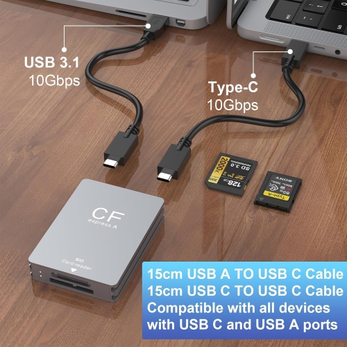 USB 3,2 haute vitesse de 2e génération 10&nbsp;Gb/s ​​Lecteur de carte mémoire pour appareil photo reflex numérique Type A+SD pour
