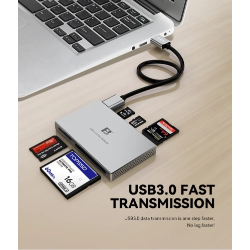 L'ordinateur 5-en-1 à lecteur de cartes USB3.0 peut lire CF SD TF MS M2, adapté aux téléphones mobiles/appareils photo/tablettes