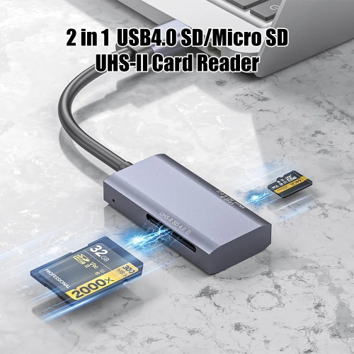 USB 4,0 UHS-II V90 SD/TF multifonction 2-en-1 haute vitesse ​​Lecteur de cartes pour téléphones mobiles, ordinateurs et portables - interface USB +