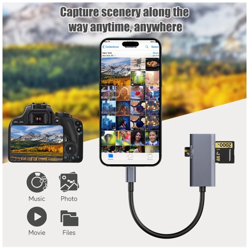 USB 4,0 UHS-II V90 SD/TF multifonction 2-en-1 haute vitesse ​​Lecteur de cartes pour téléphones mobiles, ordinateurs et portables - interface USB +