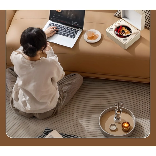 Retro CD player pink leather creative album disc Bluetooth speaker for speaker playback and album disc playback - brown