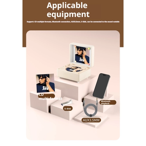 Lecteur CD rétro disque disque album créatif en cuir rose Haut-parleur Bluetooth pour la lecture des haut-parleurs et des disques d'album - vert