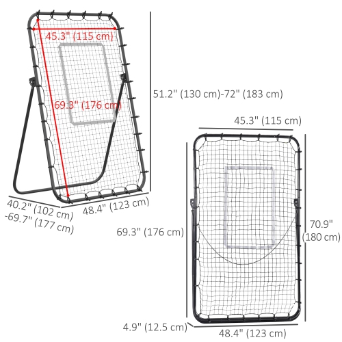 Soozier Volleyball Rebounder Net, Angle Adjustable Soccer Rebounder, Lacrosse Baseball Volleyball Training Equipment Aid for Kickback Target Goal
