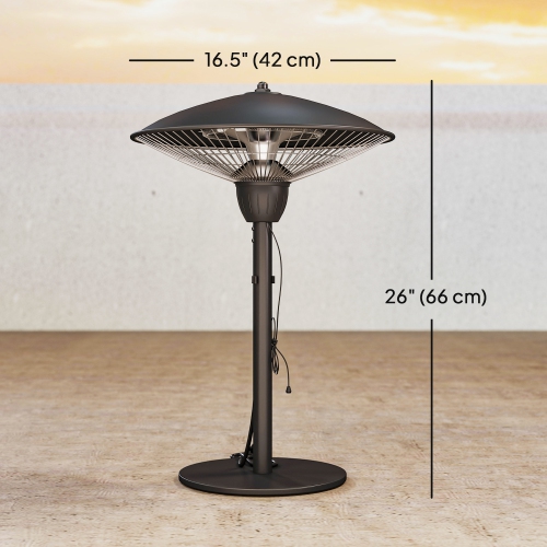 Outsunny 1500 W Electric Patio Heater with Tip-Over Protection, IP44 Outdoor Heater with Retro Desk Lamp Design, Pull Switch for Garden, Gazebo,