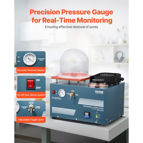 VEVOR Vacuum Investing Casting Machine with Melting Furnace, Convenient Oil Injection Port,All-in-One Machine for Casting Jewelry and Melting Scrap,