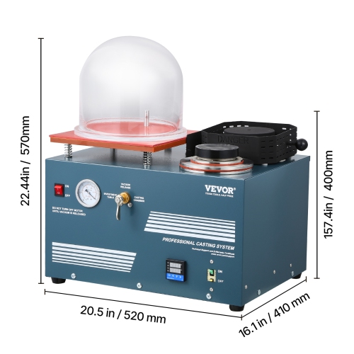 VEVOR Vacuum Investing Casting Machine with Melting Furnace, Convenient Oil Injection Port,All-in-One Machine for Casting Jewelry and Melting Scrap,
