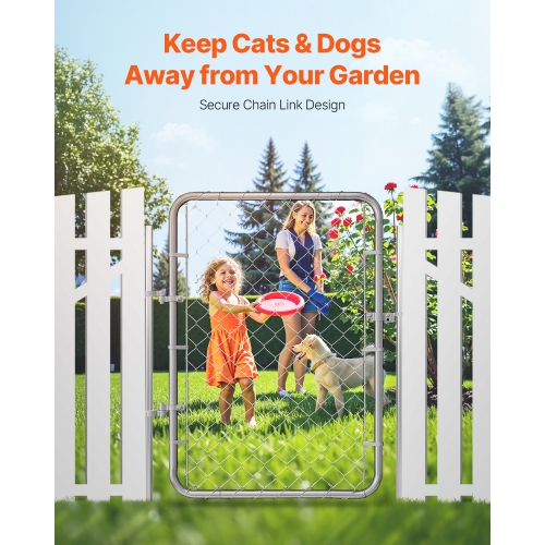 VEVOR 32 x 46 in Chain Link Fence Gate, Adjustable Chain Link Fence Panel, Fit 2-6 ft x 4 ft (H) Garden Fence Gate, Outdoor Yard Gate, Rust-Resistant