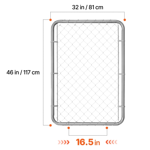 VEVOR 32 x 46 in Chain Link Fence Gate, Adjustable Chain Link Fence Panel, Fit 2-6 ft x 4 ft (H) Garden Fence Gate, Outdoor Yard Gate, Rust-Resistant