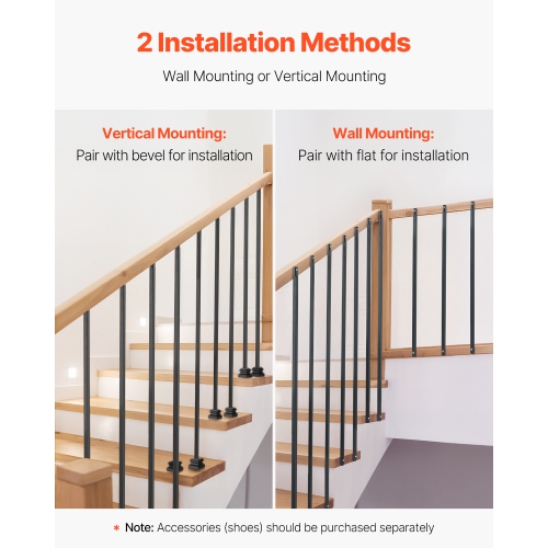 VEVOR 31 Pack Staircase Balusters , 44 Inch Durable Carbon Steel Stair Balusters, 0.5 Inch Indoor Square Metal Spindle Railing, Corrosion-Proof