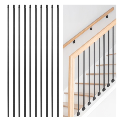 VEVOR 31 Pack Staircase Balusters , 44 Inch Durable Carbon Steel Stair Balusters, 0.5 Inch Indoor Square Metal Spindle Railing, Corrosion-Proof