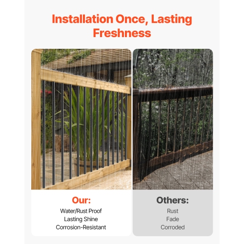 VEVOR 51 Pack Staircase Balusters,36 In Aluminum Stair Balusters, 3/4 In Rainwater-Proof Round Metal Spindle Railing, Durable Hollow Deck Railing