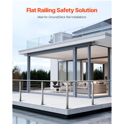 VEVOR 42x2x2 Inch Cable Railing Post, Level Deck Stair Posts, 1-Pack Stainless Steel Cable Handrail Post, Pre-Drilled Pickets with Mounting Bracket