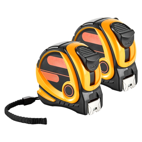 VEVOR 25 ft Length 2 Packs Tape Measure, Measuring Tape with Retractable, Imperial and Metric ft/m Dual-Scale & ABS Case & Easy Read Steel