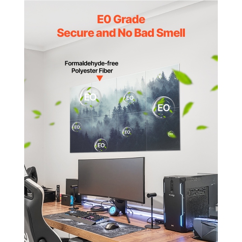 63 8 panneaux acoustiques VEVOR x 23,62 x 0.4 po, tuiles murales insonorisantes, panneaux d'atténuation sonore décoratifs autoadhésifs pour la