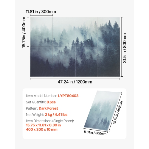 63 8 panneaux acoustiques VEVOR x 23,62 x 0.4 po, tuiles murales insonorisantes, panneaux d'atténuation sonore décoratifs autoadhésifs pour la