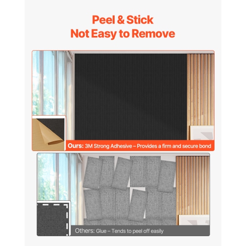 VEVOR 5 Pack 47.2 x 23.6 x 0.4 inch Acoustic Panels with Self Adhesive, Sound Proof Foam Panels, Polyester Fiber Soundproof Wall Panels High Density,