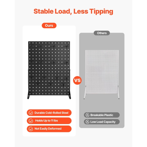 VEVOR 17 x 13 Inch Pegboard Display Stand, Tabletop Pegboard Display Stand with 15 Hooks, Thickened Cold-Rolled Steel Peg Board Panel for Grocery,