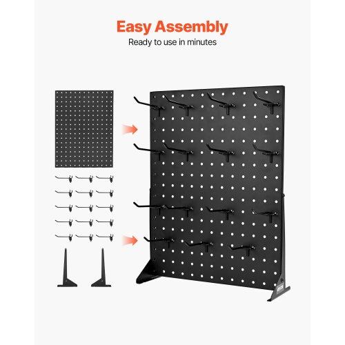 VEVOR 17 x 13 Inch Pegboard Display Stand, Tabletop Pegboard Display Stand with 15 Hooks, Thickened Cold-Rolled Steel Peg Board Panel for Grocery,