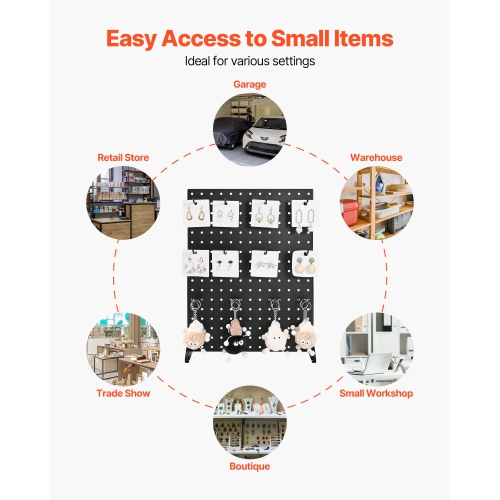 VEVOR 17 x 13 Inch Pegboard Display Stand, Tabletop Pegboard Display Stand with 15 Hooks, Thickened Cold-Rolled Steel Peg Board Panel for Grocery,