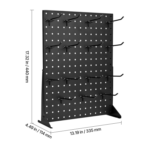 VEVOR 17 x 13 Inch Pegboard Display Stand, Tabletop Pegboard Display Stand with 15 Hooks, Thickened Cold-Rolled Steel Peg Board Panel for Grocery,