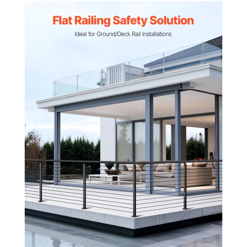 VEVOR 4-Pack Cable Railing Post,42x2x2 In Horizontal-Hole Deck Railing Post with Pre-Drilled Holes,Cable Rail Post with Horizontal and Curved