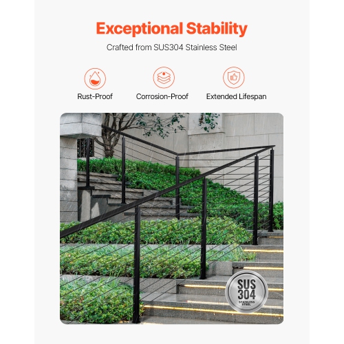 VEVOR – Borne de rail de câble 42x2x2 pouces, poteau de rail d'escalier, avec trous pré-percés à angle de 30°, poteau de rail de câble en acier