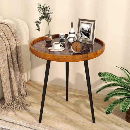 Modern Coffee End Table with Sea Shell Accent and Mid-Century Design