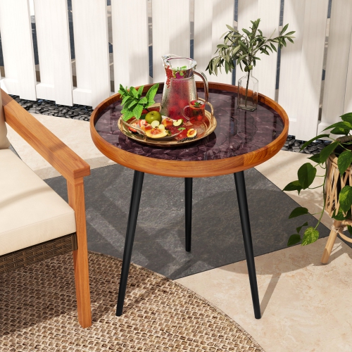 Modern Coffee End Table with Sea Shell Accent and Mid-Century Design
