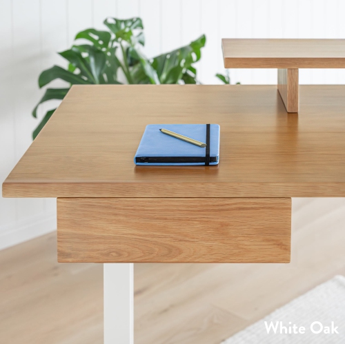 Desky Dark Walnut Rubberwood Minimal Under Desk - Space Grey Steel Slim Slide-Out Storage, 11 lb Capacity