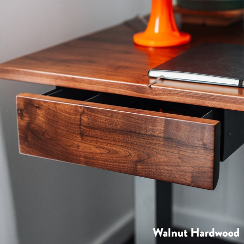 Desky American Rustic Pine Softwood Minimal Under Desk - Black Steel Slim Slide-Out Storage, 11 lb Capacity