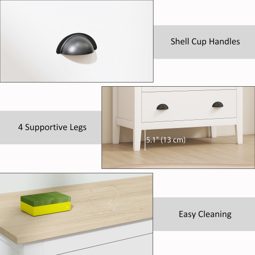 HOMCOM Dresser for Bedroom with 3 Drawers and Quiet Slides, Wide Chest of Drawers, Modern Clothes Storage Organizer for Closet, Living Room,