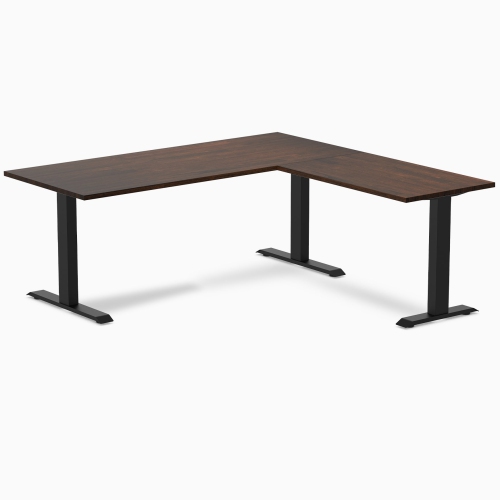 Desky Zero Rubberwood L-Shape Office Desk - Light Oak 60" With Matte Black Frame, Fixed Height, Solid Wood Top