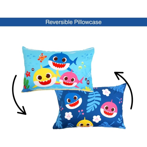 Baby Shark Twin Bedding Set – 4 Piece Kids Set with Comforter, Fitted Sheet, Flat Sheet & Pillowcase