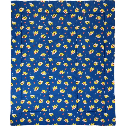 Baby Shark Twin Bedding Set – 4 Piece Kids Set with Comforter, Fitted Sheet, Flat Sheet & Pillowcase