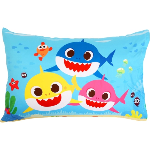 Baby Shark Twin Bedding Set – 4 Piece Kids Set with Comforter, Fitted Sheet, Flat Sheet & Pillowcase