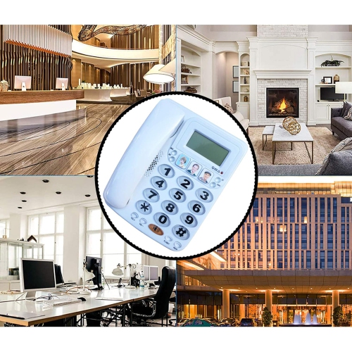 Corded Phone, Two-Button Dialing, Speakerphone, and Caller ID for Home/Office Use - White