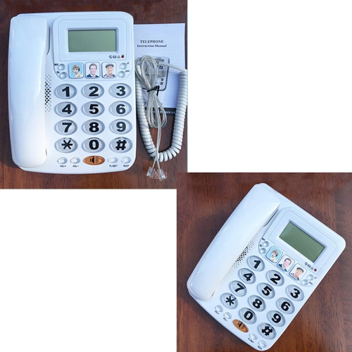 Corded Phone, Two-Button Dialing, Speakerphone, and Caller ID for Home/Office Use - White