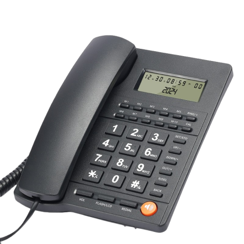 Téléphone résidentiel fixe avec afficheur, composition à une touche, 10 touches de raccourci, deux interfaces et prise en charge de l'afficheur à