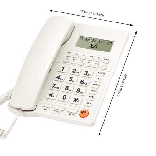 Téléphone résidentiel fixe avec afficheur, composition à une touche, 10 touches de raccourci, deux interfaces et afficheur à deux modes FSK/DTMF -