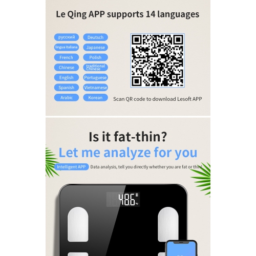Pèse-personne professionnel - Analyse multiindicateurs, grand écran LED, mesure précise noir