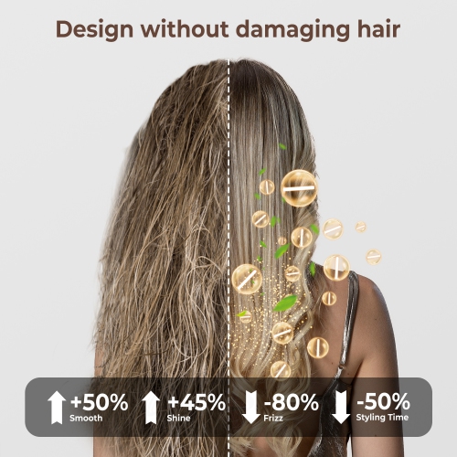 Séchoir coiffant à air chaud 5-en-1 de 800&nbsp;W – Fer plat rotatif automatique, séchoir et volumisateur pour tous les types de cheveux, obtenez des