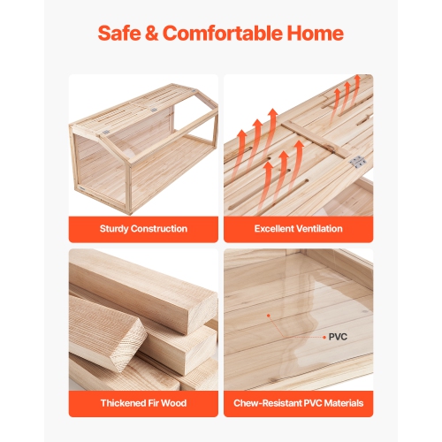 VEVOR 48 x 20 x 20in Wooden Hamster Cage, 270° Viewing Hamster Habitat,Dwarf Hamster Cages with Openable Top, Ventilated Small Animal Cage, Pet Mouse