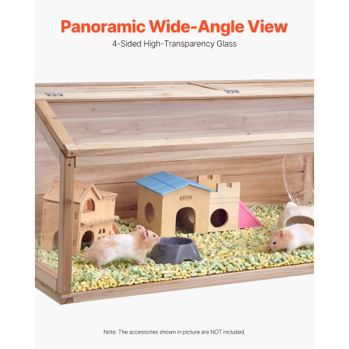 VEVOR 48 x 20 x 20in Wooden Hamster Cage, 270° Viewing Hamster Habitat,Dwarf Hamster Cages with Openable Top, Ventilated Small Animal Cage, Pet Mouse