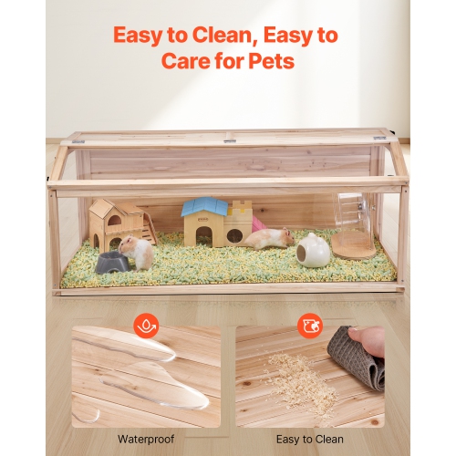 VEVOR 48 x 20 x 20in Wooden Hamster Cage, 270° Viewing Hamster Habitat,Dwarf Hamster Cages with Openable Top, Ventilated Small Animal Cage, Pet Mouse