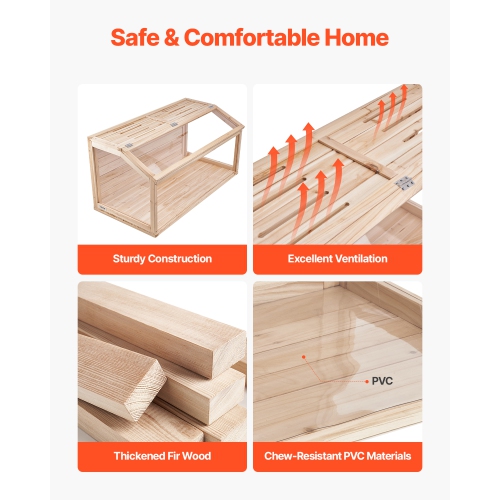 VEVOR 40 x 20 x 20in Wooden Hamster Cage, 270° Viewing Hamster Habitat,Dwarf Hamster Cages with Openable Top, Ventilated Small Animal Cage, Pet Mouse