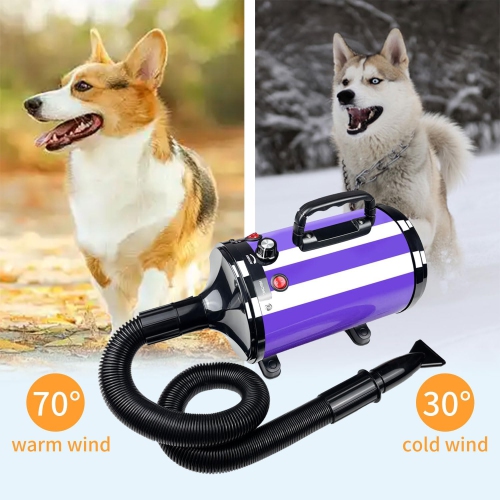 2800W Dog Hair Dryer - Adjustable Speed & Temperature Dog & Cat Dryer, Quiet Blower with Cool & Hot Air, Lightweight & Portable, Ideal for Home and